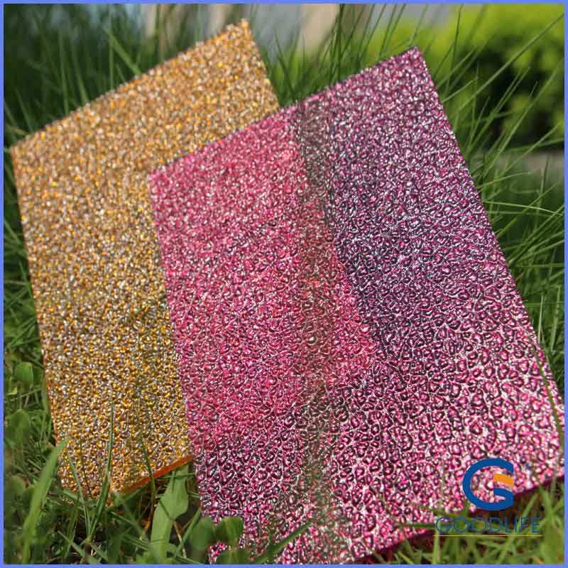 GOODLIFE 2.3mm magenta and orange raindrop textured polycarbonate sheets for decorative interior design